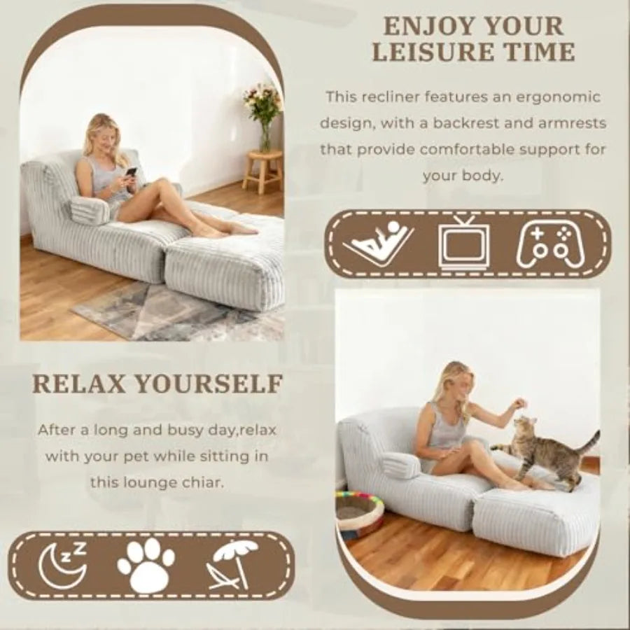 Puf Grande de Espuma Viscoelástica | Sillón Reclinable Cómodo para Todas las Edades