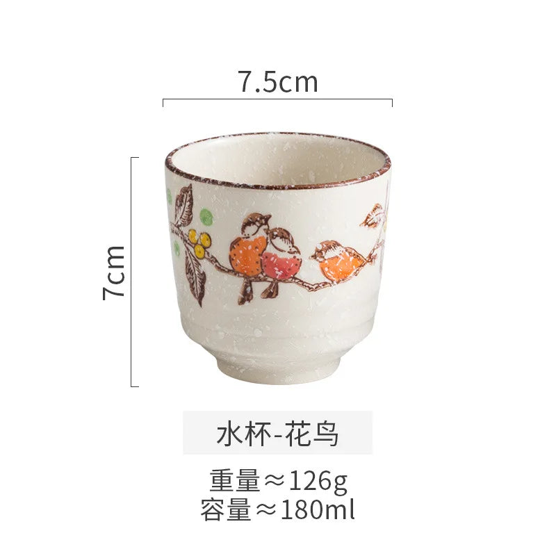 180ml Retro Japanese Ceramic Tea Cups | Hand-Painted Drinkware