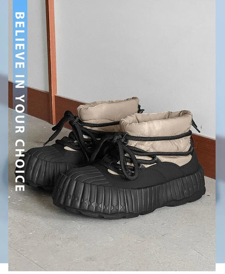 Men's Warm Split Leather Snow Boots | Cozy Winter Ankle Shoes