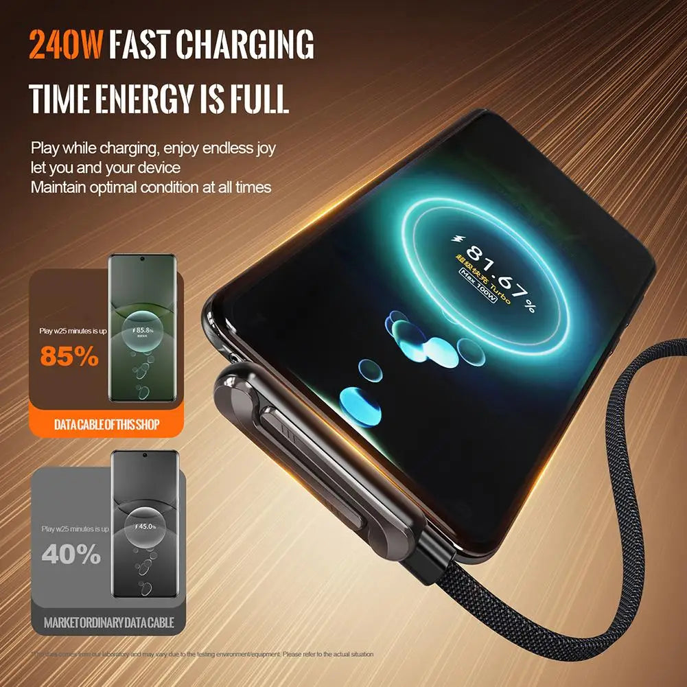 240W PD 2-in-1 Foldable Phone Holder & Fast Charging Cable