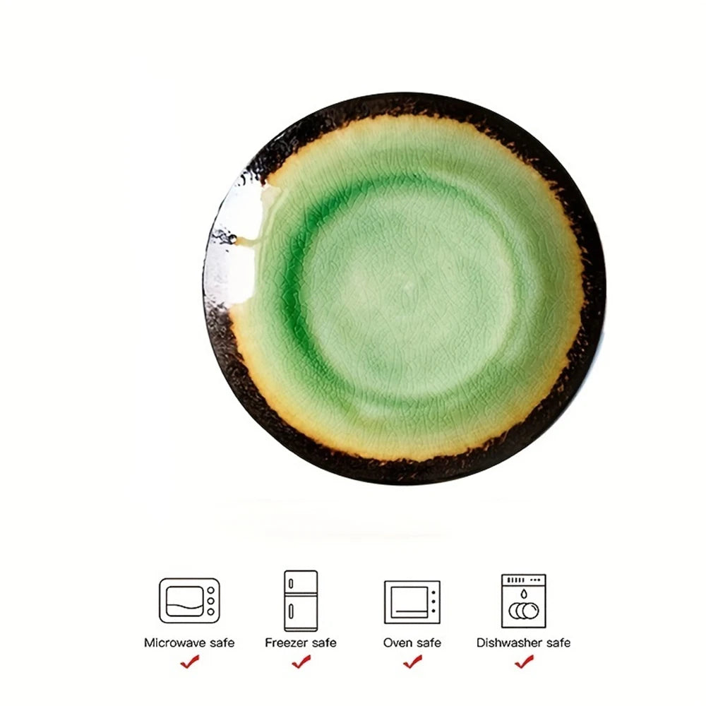 Japanese-Style Ice-Cracked Glaze Ceramic Plates | Elegant Dining