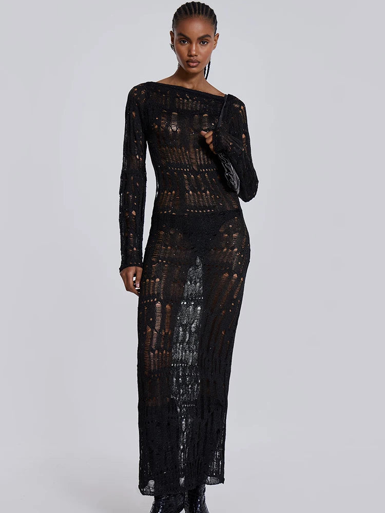 Elegant Hollow Out Backless Maxi Dress | Summer Women’s Fashion