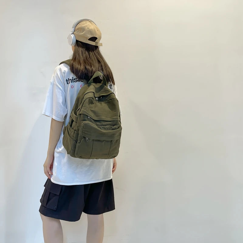 Stylish Vintage Fabric Backpack | Trendy & Functional Student Bag