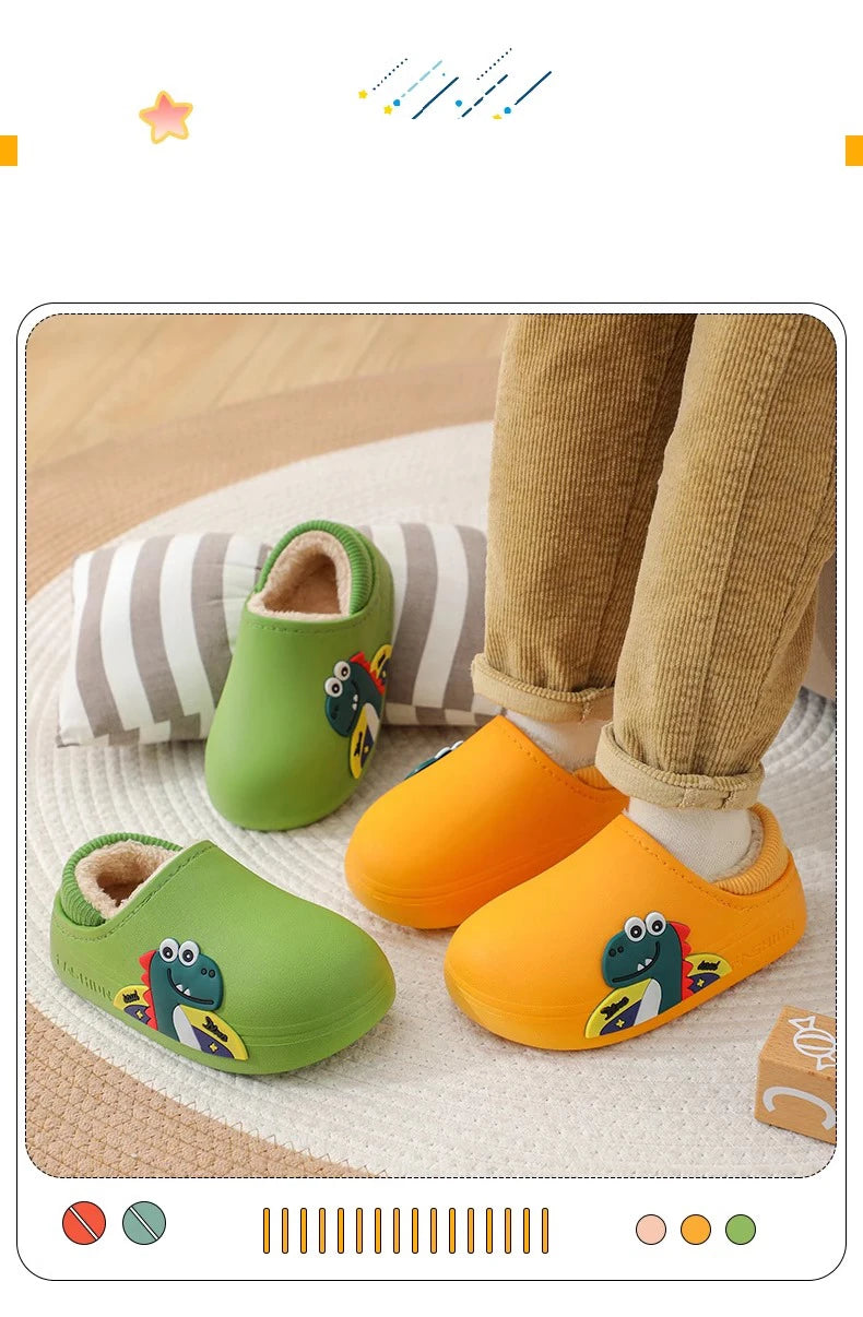 Kids Cute Animal Print Plush Slippers | Waterproof Anti-Slip Comfort