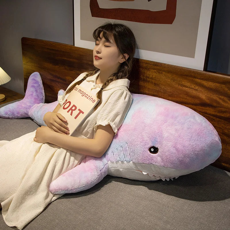 Giant Cute Colorful Shark Plush Toy | Soft Animal Pillow Cushion