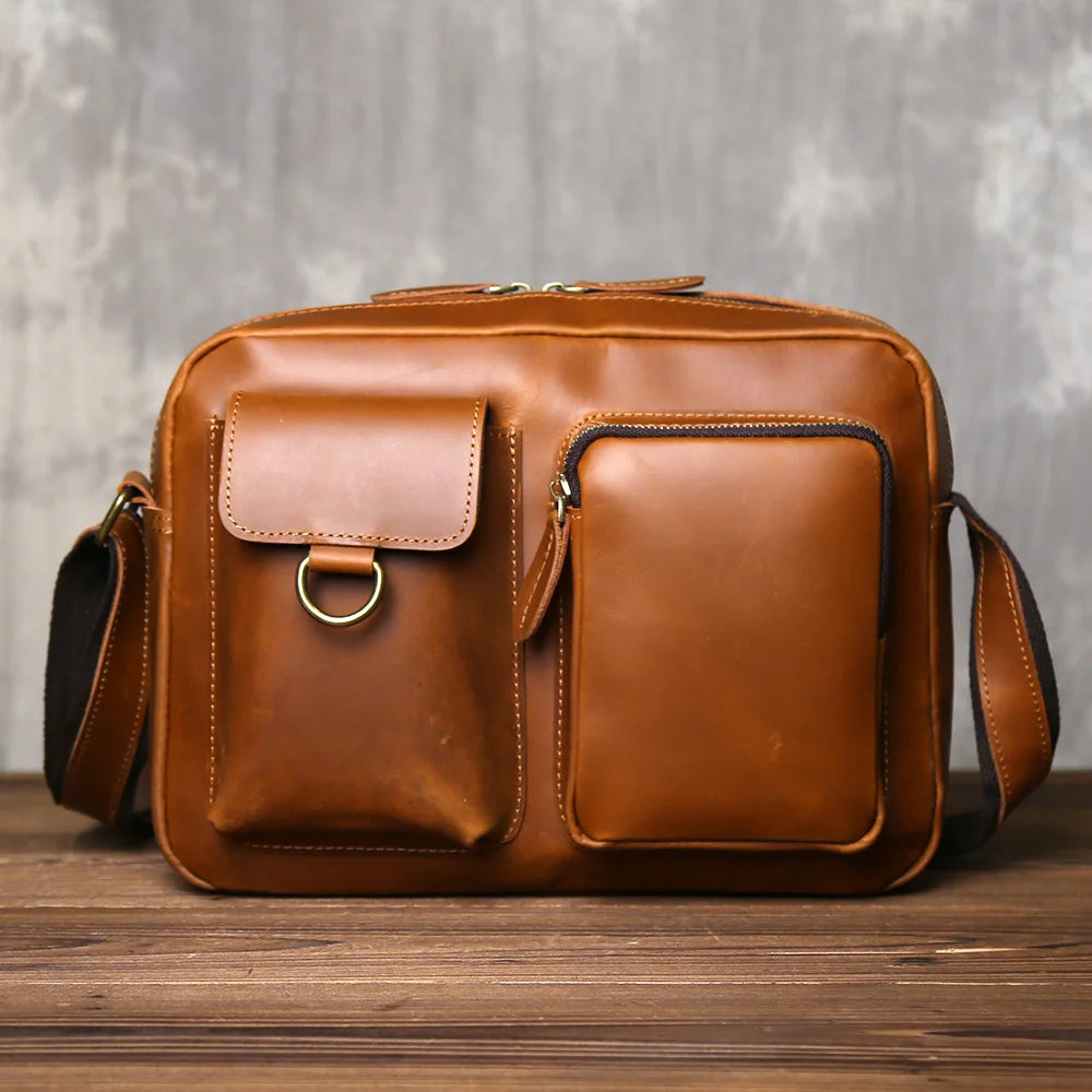 Retro Handcrafted Leather Men's Crossbody Bag | Versatile Fashion