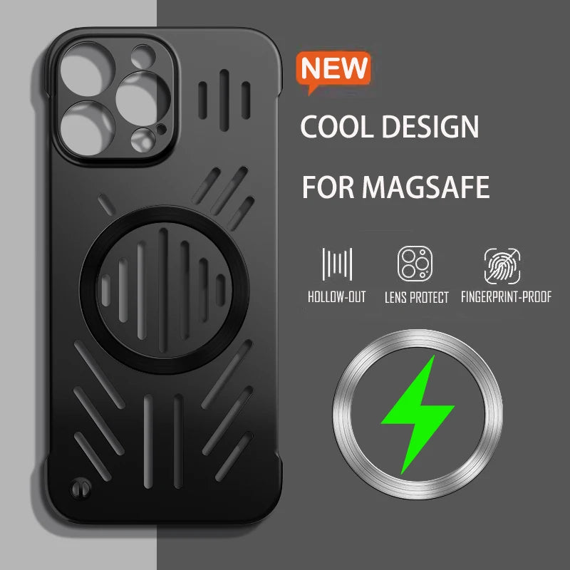 Heat Dissipation Magnetic Phone Case For iPhone 17 16 15 14 13 12 11 Pro Max Air For Magsafe Wireless Charging PC Hard Cover