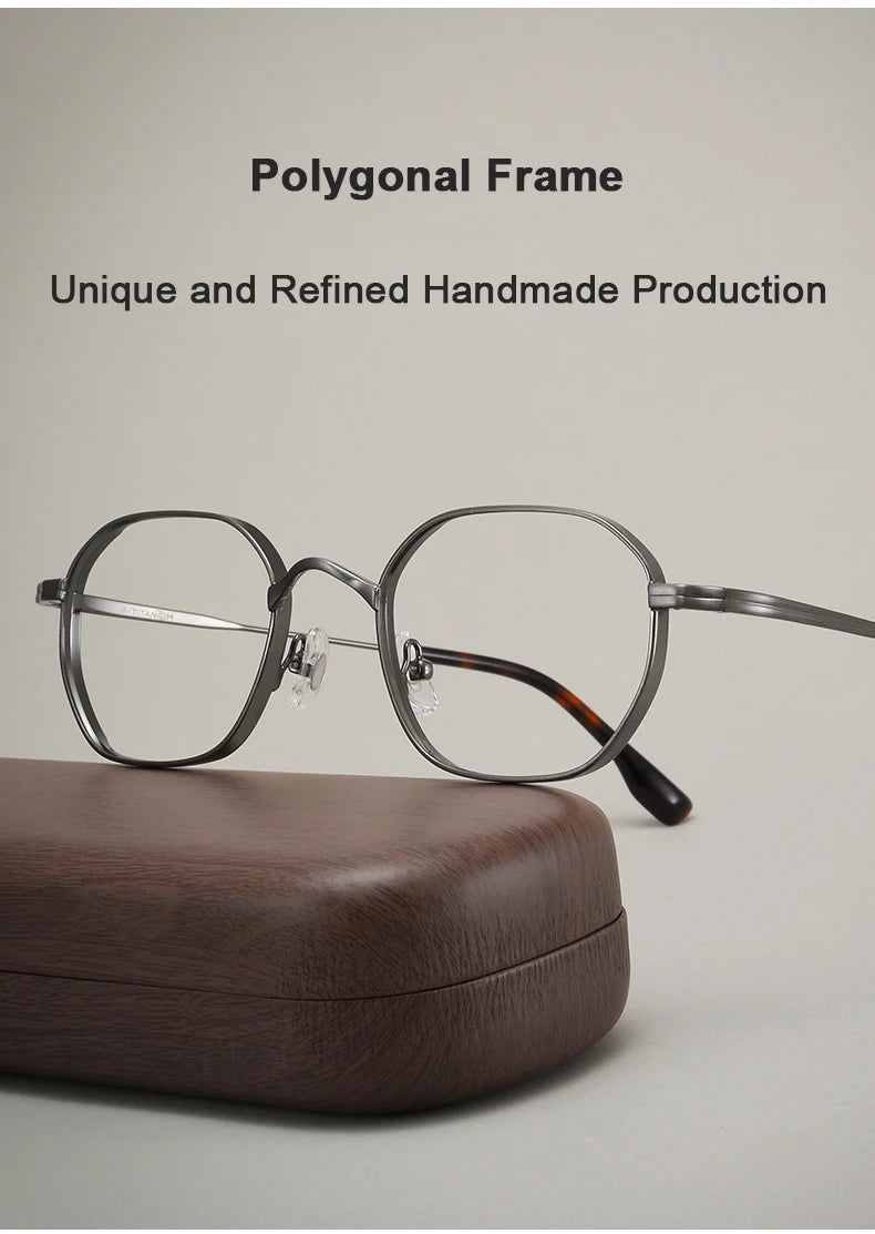 Luxury Retro Polygon Eyeglasses | Ultra-Light Pure Titanium Frames