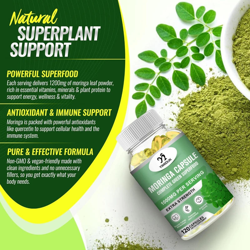 Pure Moringa Oleifera Capsules | Support Skin Glow & Energy