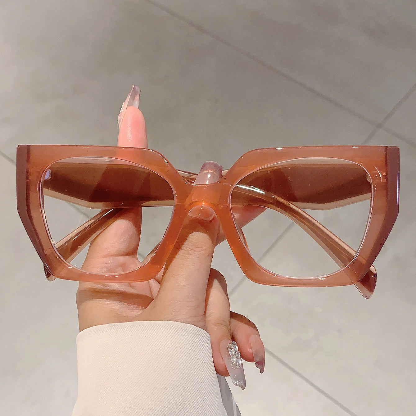 Chic Women's Oversized Square Glasses | Stylish Blue Light Defense