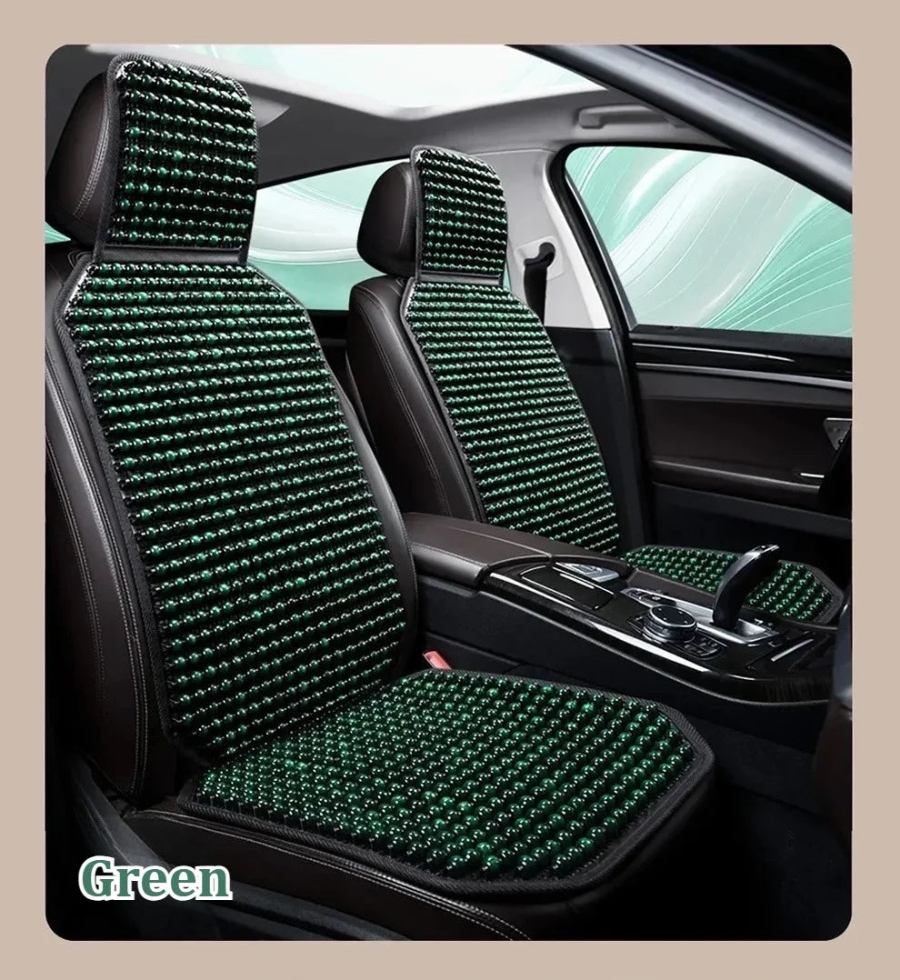 1pc Classic & Elegant Wooden Bead Car Seat Cushion – Natural Wood, Smooth & Breathable for Year-Round Comfort