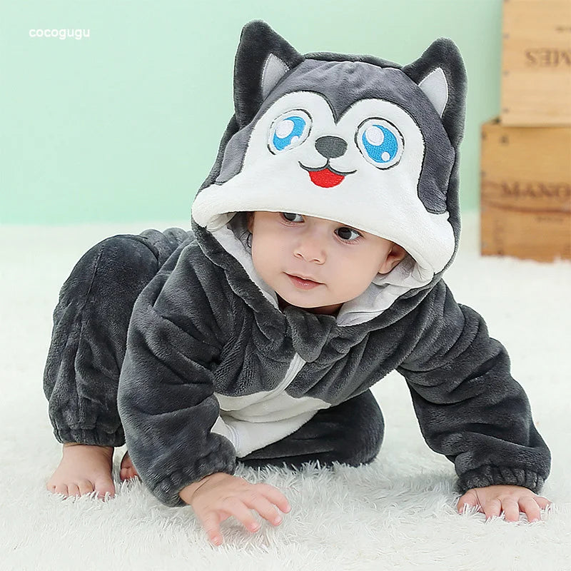Cute Flannel Baby Romper | Cozy Hooded Pajama for Newborns