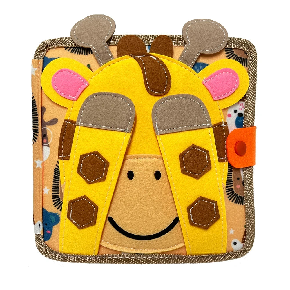 Montessori Giraffe Busy Board | 3D Felt Learning Toy for Kids