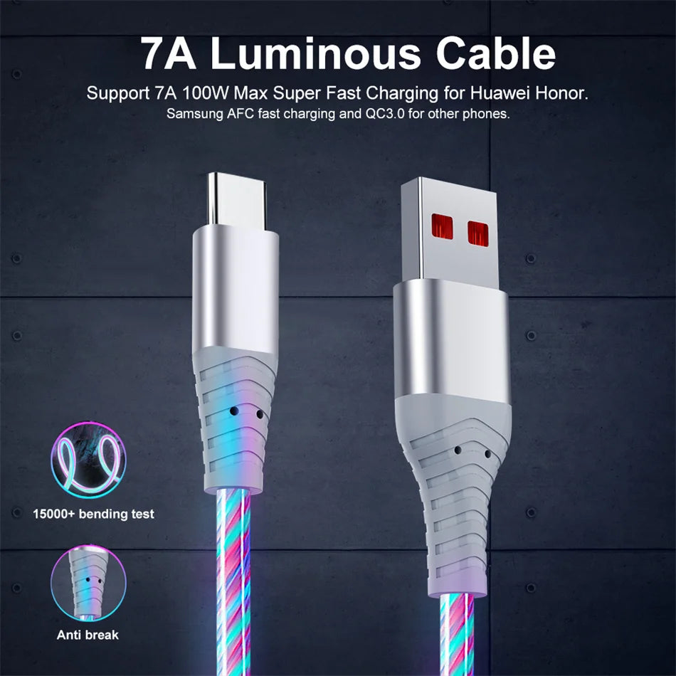 LED Glowing Fast Charging USB C & Micro USB Cable