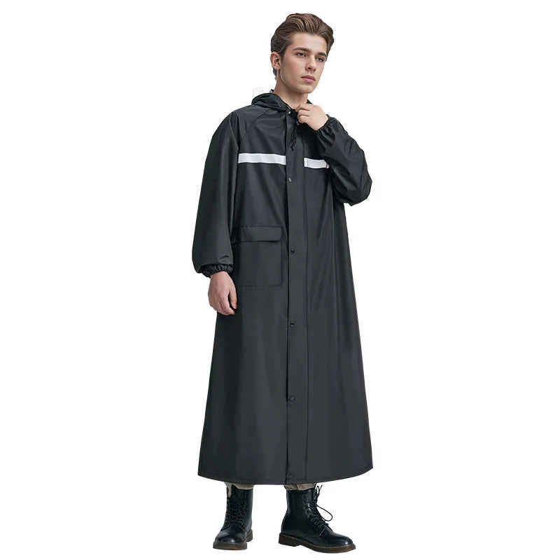 Gabardina Larga Engrosada para Motociclistas | Impermeable y Versátil