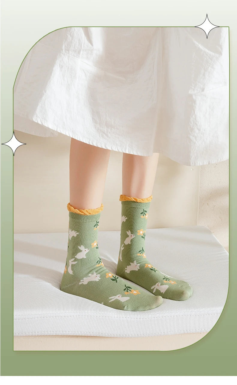 Cute Cartoon Frilly Socks for Women | Sweet Japanese Style