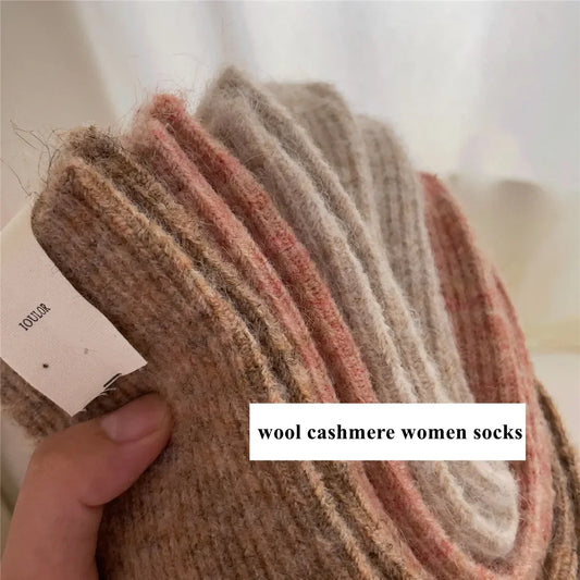 Calcetines térmicos de lana merino y cachemir largos para mujer | Comodidad acogedora