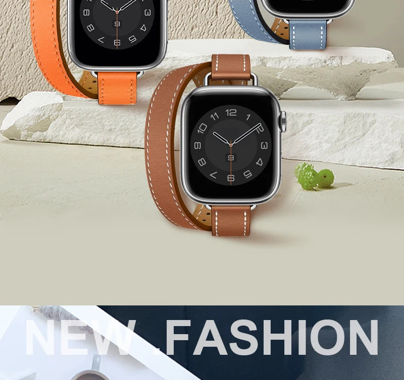 Stylish Double Tour Leather Watch Band for Women | 42mm & 41mm