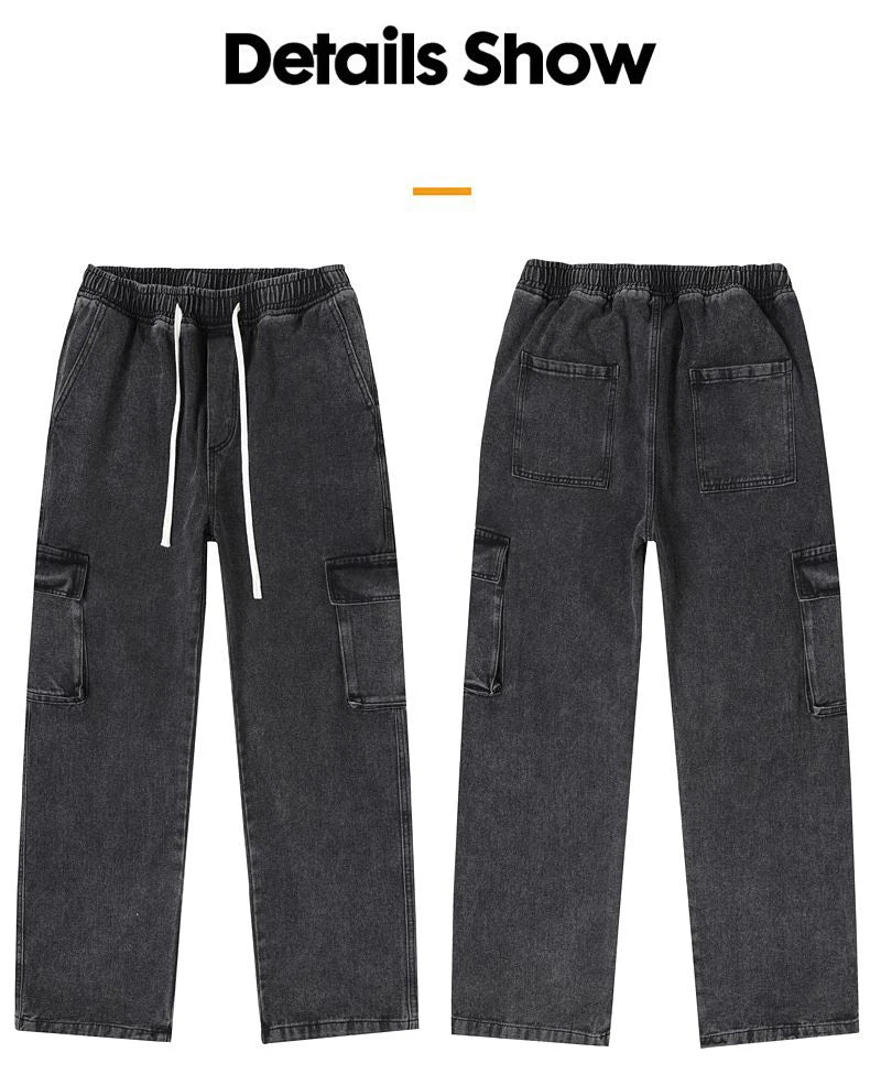 Men's Baggy Cargo Jeans with Elastic Waist | Casual Vintage Style
