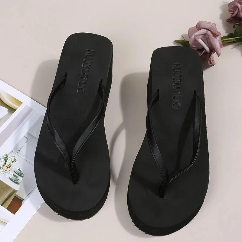 Chanclas de cuña con plataforma gruesa para mujer | Sandalias de verano con estilo