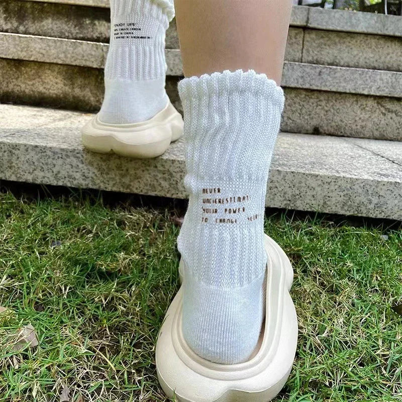 Men's Vintage Letter Medium Tube Socks | Thick Sports Comfort