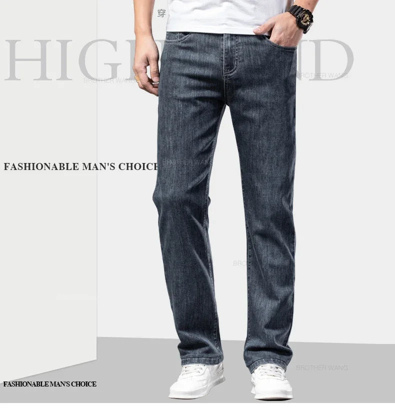 Men's Casual Loose-Fit Straight Jeans | Comfortable Everyday Denim