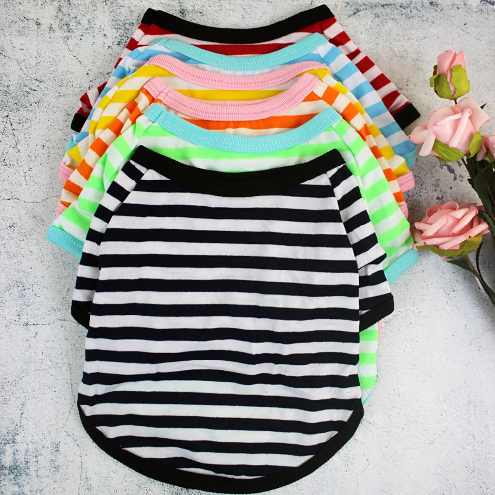 Soft Stripe Spring Dog T-Shirt | Comfortable Pet Clothing for Dogs