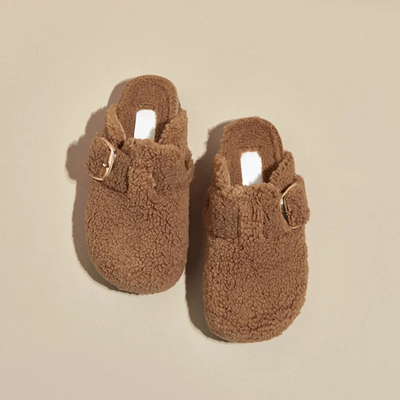 Women's Warm Faux Lamb Wool Mules Slippers for Ultimate Comfort