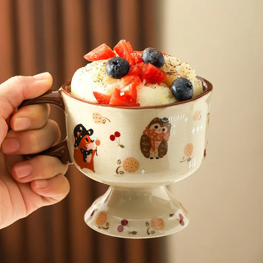 Taza de helado de cerámica estilo japonés vintage | Taza elegante