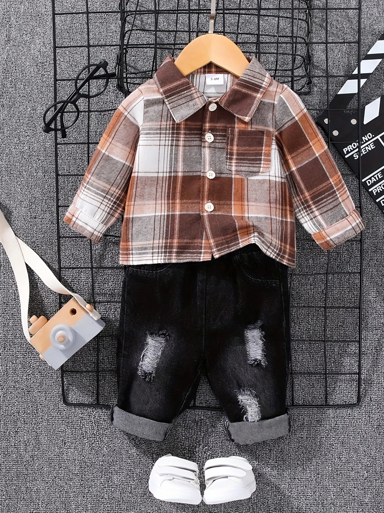 Boys' Stylish Tartan Polo Shirt & Denim Trouser Set | Casual Outfit