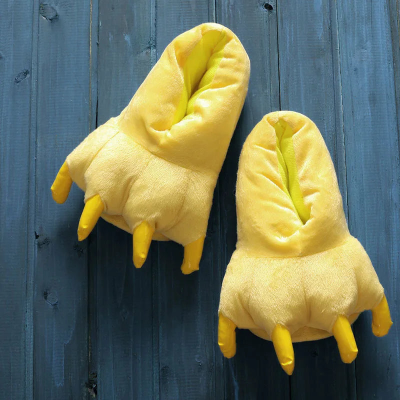 Animal Paw Plush Slippers | Cozy Dinosaur & Monster Indoor Shoes