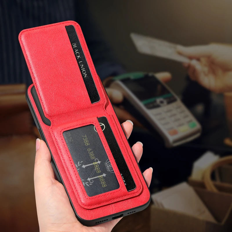 Magnetic Wallet Card Slot Holder Leather Phone Case