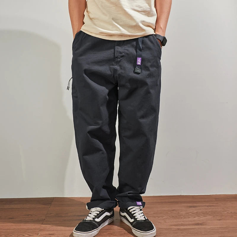 Men's Baggy Tapered Casual Cotton Pants for All Seasons