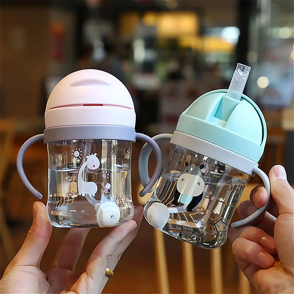 250ML Cartoon Pattern Child Drinking Bottle with Straw