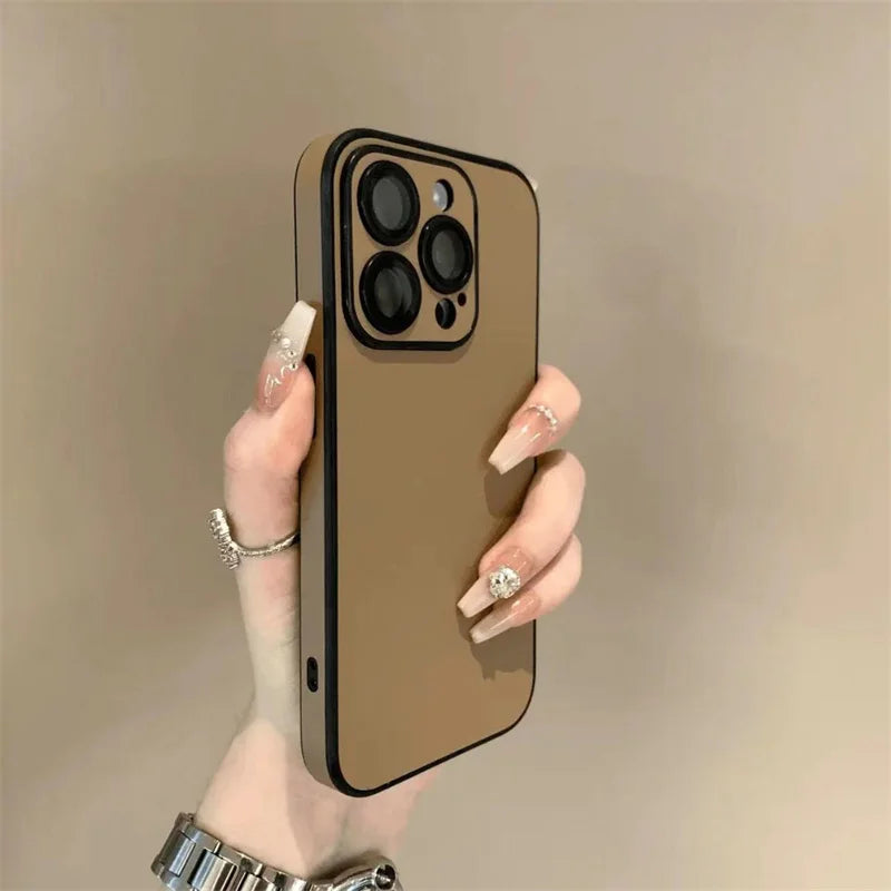 Luxury Leather Colorful Case for iPhone 16 15 14 Plus 13 12 11 Pro Max Soft Silicone Bumper Matte Shockproof Simple Cover