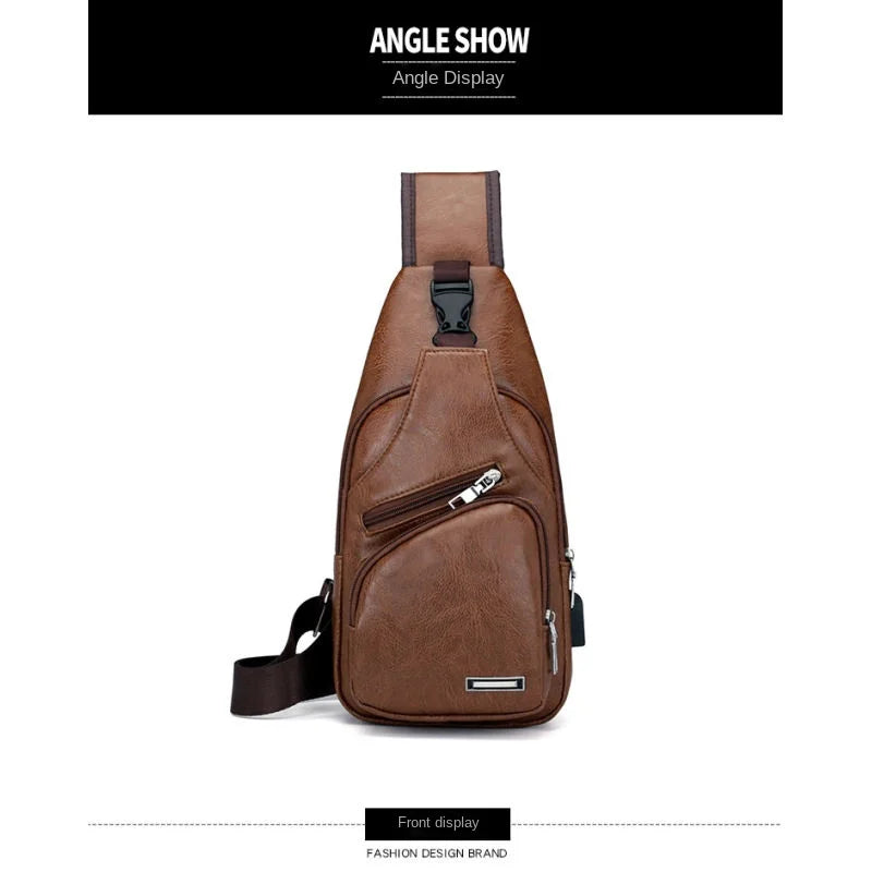 Men's Chest Bag with Headphone Hole | Versatile USB Shoulder Pack
