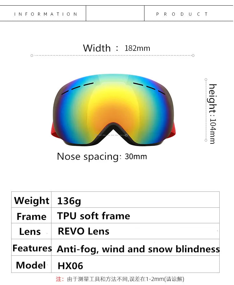 Premium Ski Goggles with Anti-Fog & UV400 Protection
