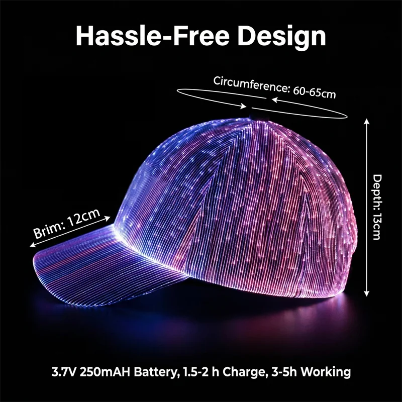 LED Fiber Optic Baseball Cap | Glowing Hip-Hop Hat for Parties