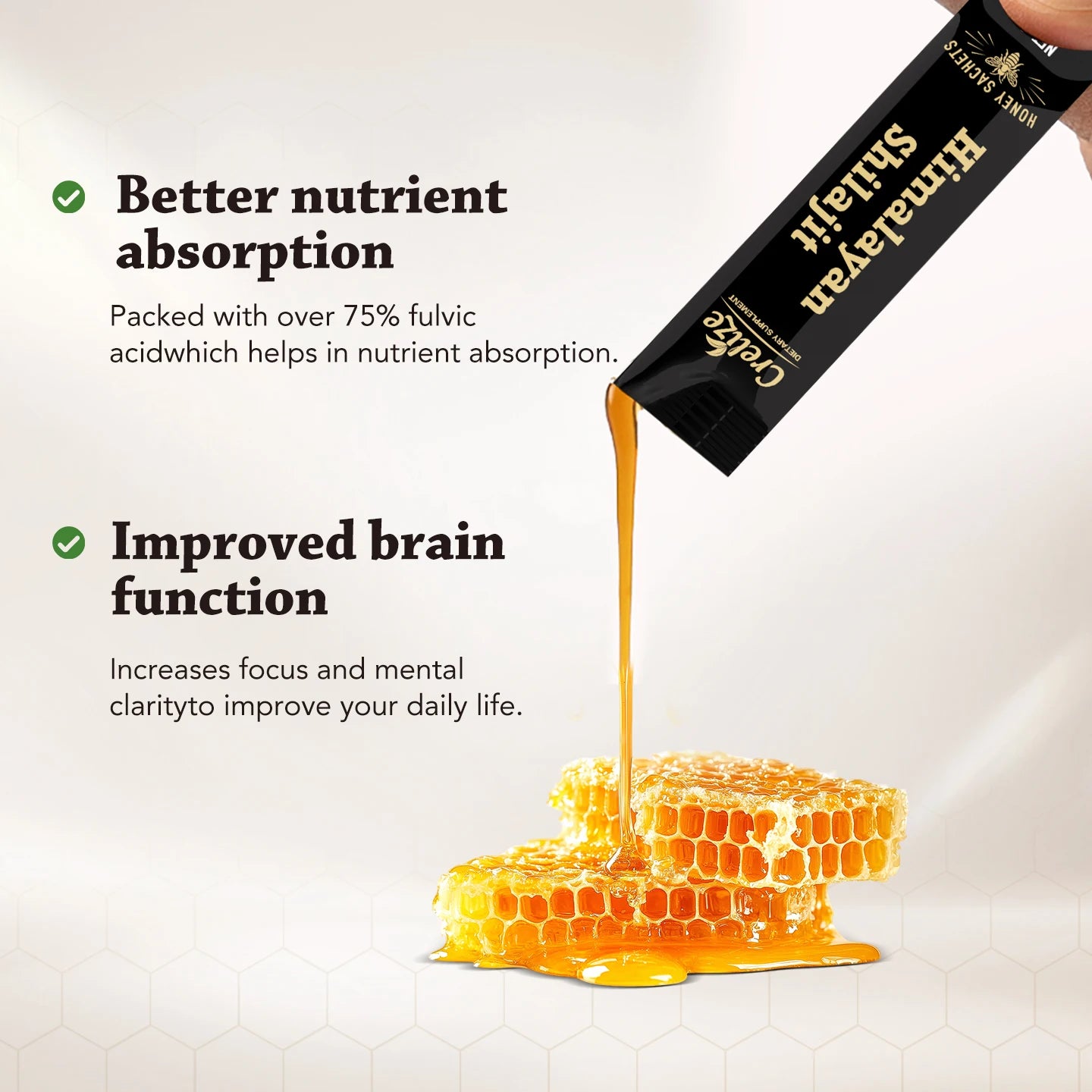 Shilajit Honey Sticks with Saffron for Energy & Mood Balance