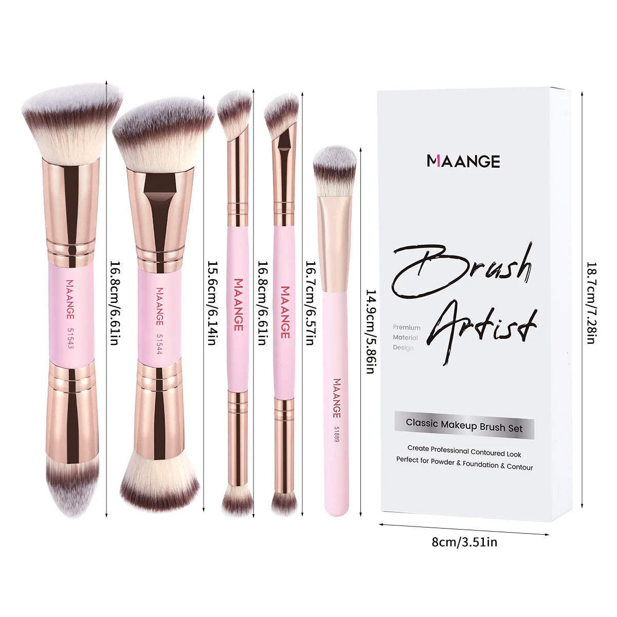 5pcs Makeup Brush Set | Essential Brushes for Stunning Beauty Looks