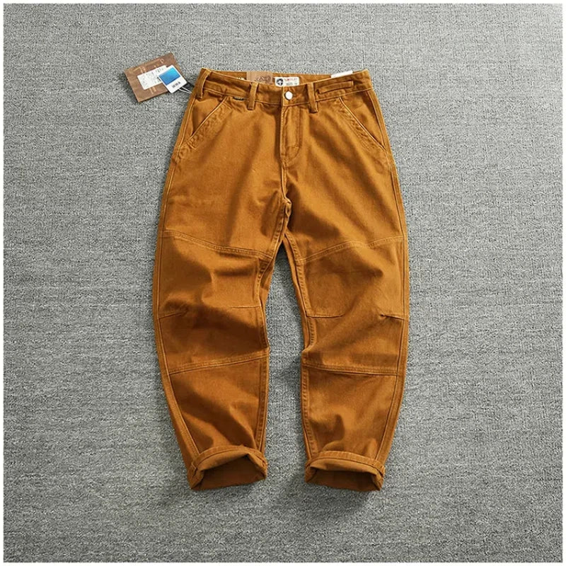Retro Men's Loose Cargo Pants | Casual Cotton Twill Style