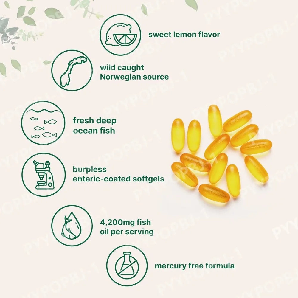 Triple Strength Omega 3 Fish Oil Supplements | Burpless EPA Formula