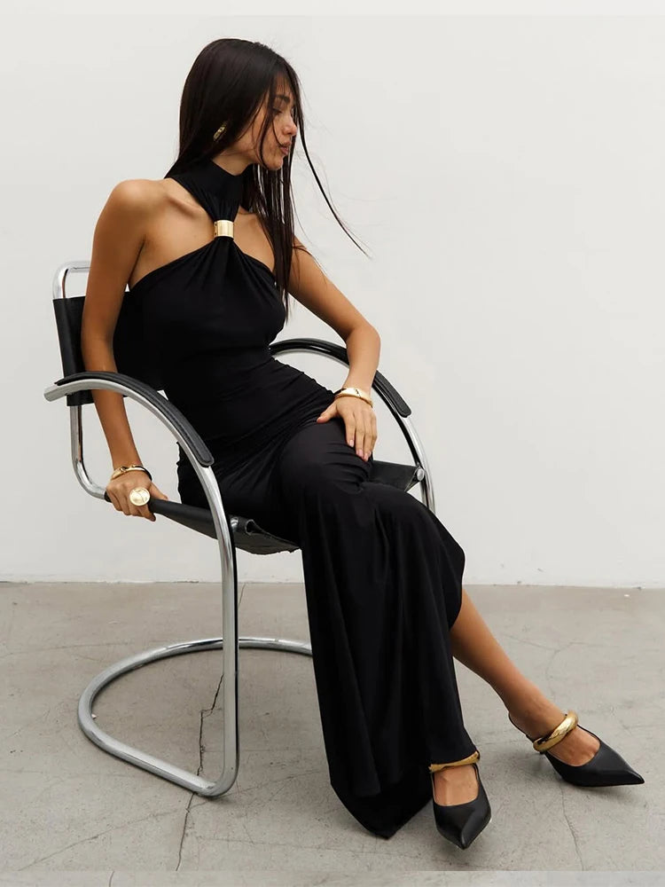 Elegant Sleeveless Halter Maxi Dress for Women | Perfect Evening Wear