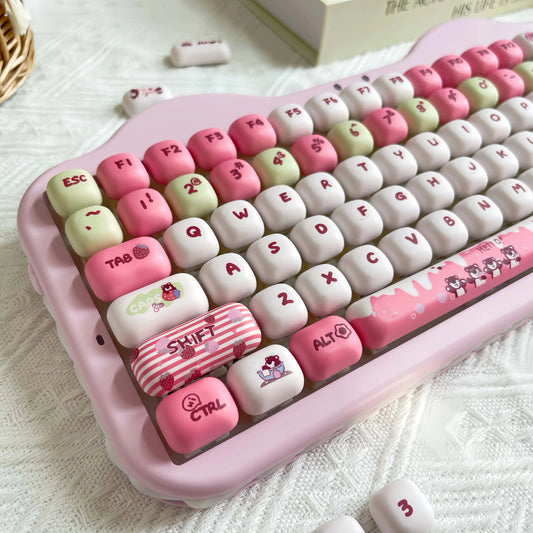 141-Key PBT Keycap Set | Strawberry Bear Theme for MX Switches