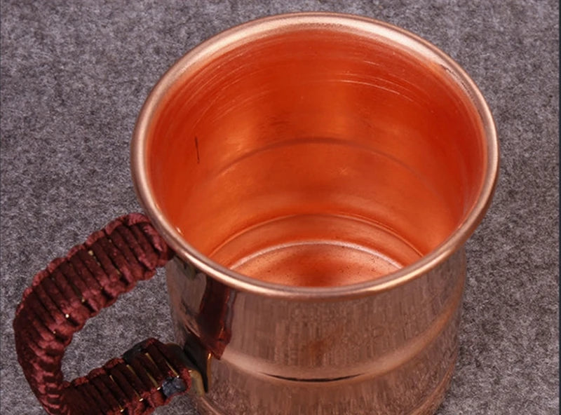 Handcrafted Pure Copper Beer Milk Mug Weave Handle Thickened Moscow Water Mule 400 ml Breakfast Cup Moscow Drinkware Tableware
