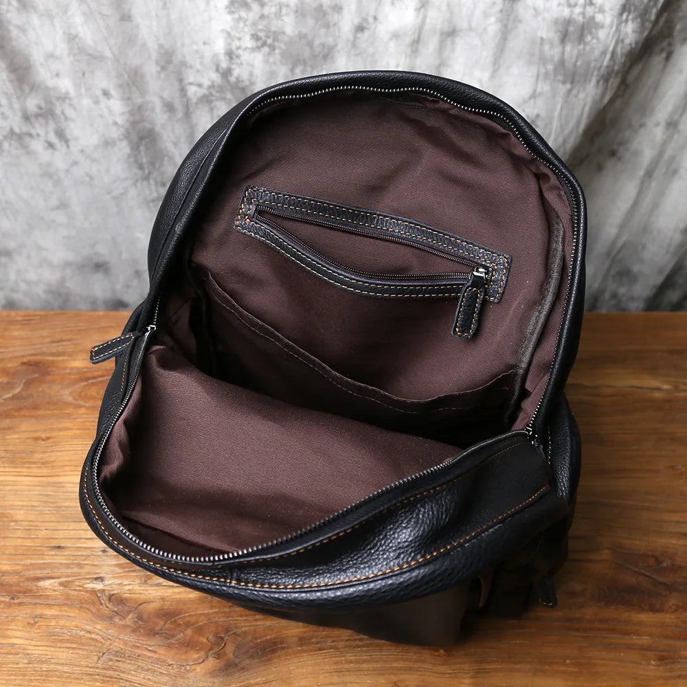 Stylish Leather Men's Backpack for Travel & School | 16-Inch Laptop Bag