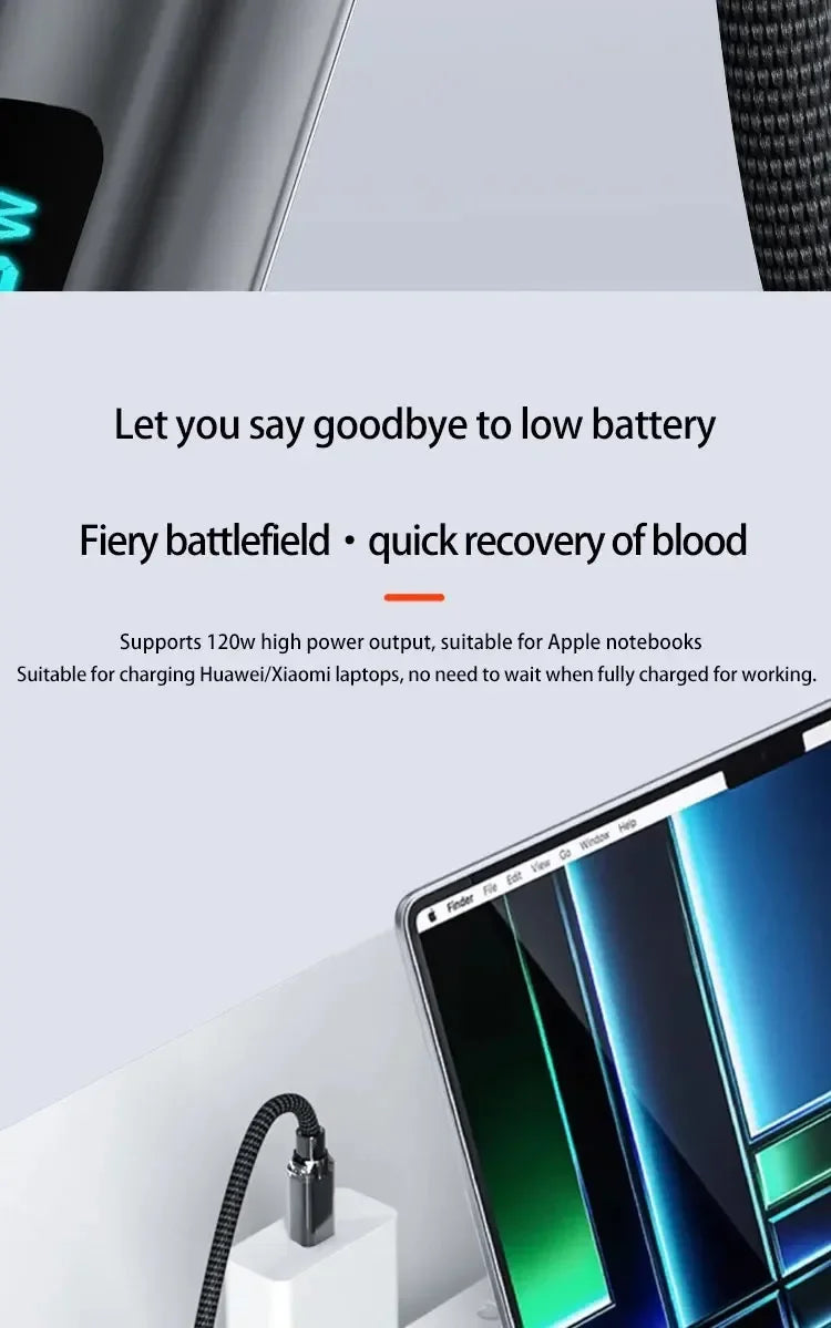 120W USB A to Type C Fast Charging Cable with LED Display