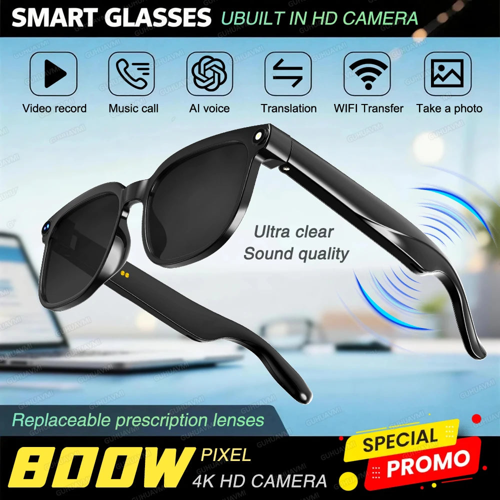 Smart AI Glasses with HD Video, Bluetooth & Music Playback