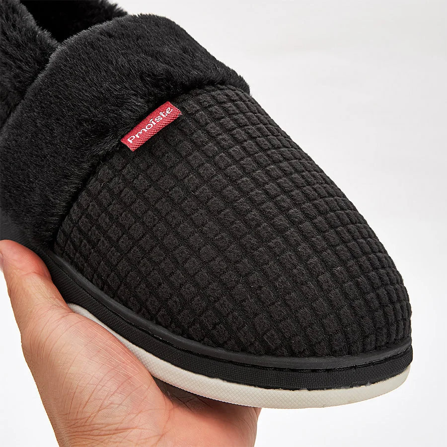 Men's Cozy Flannel Plaid Winter Slippers | Memory Foam Indoor Shoes