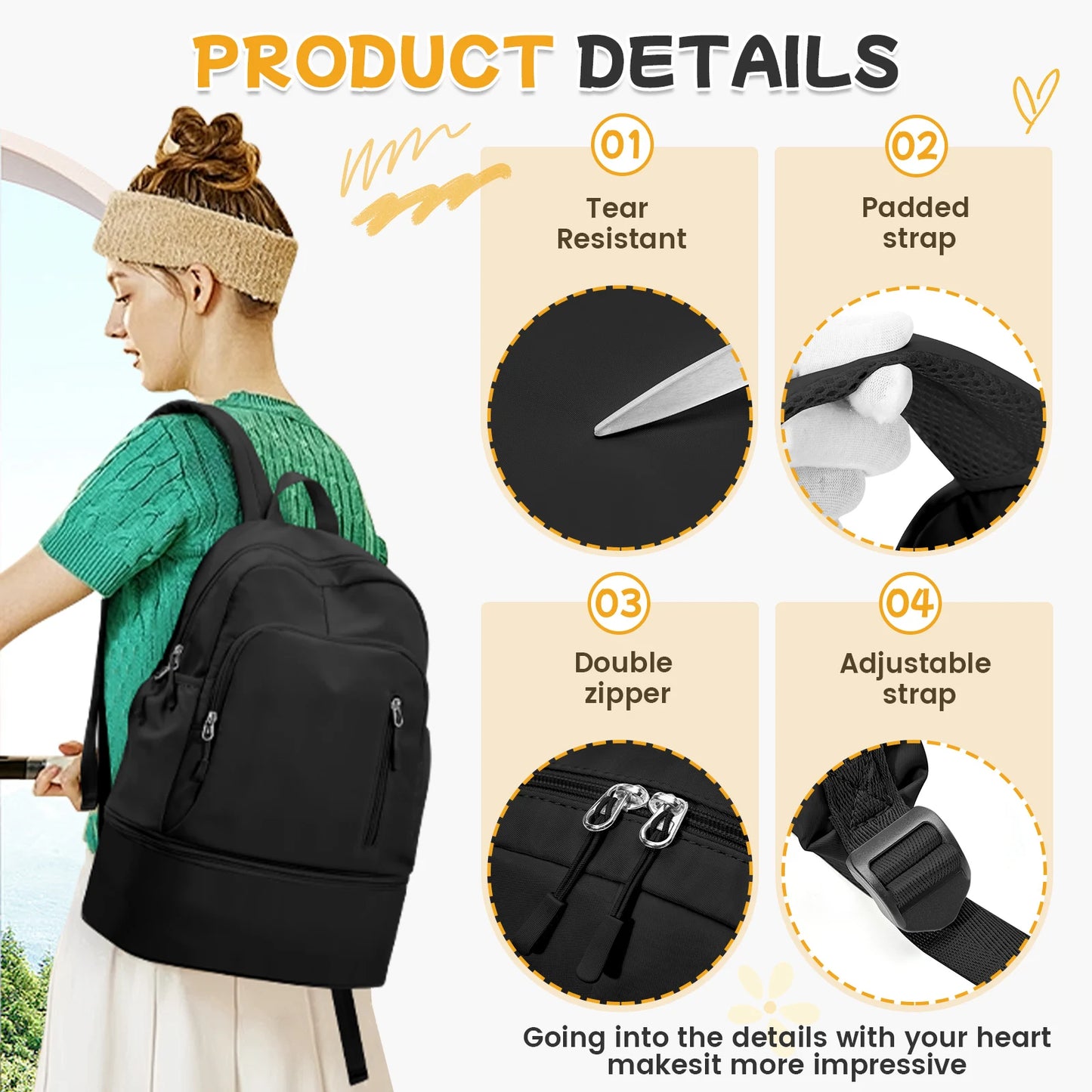 Versatile Waterproof Gym Backpack with Shoe Compartment